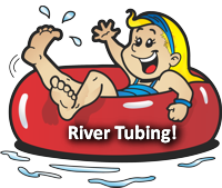Girl river tubing down river